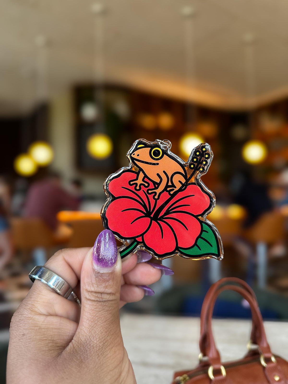 Coquí y Flor Puerto Rico Acrylic Bag Charm