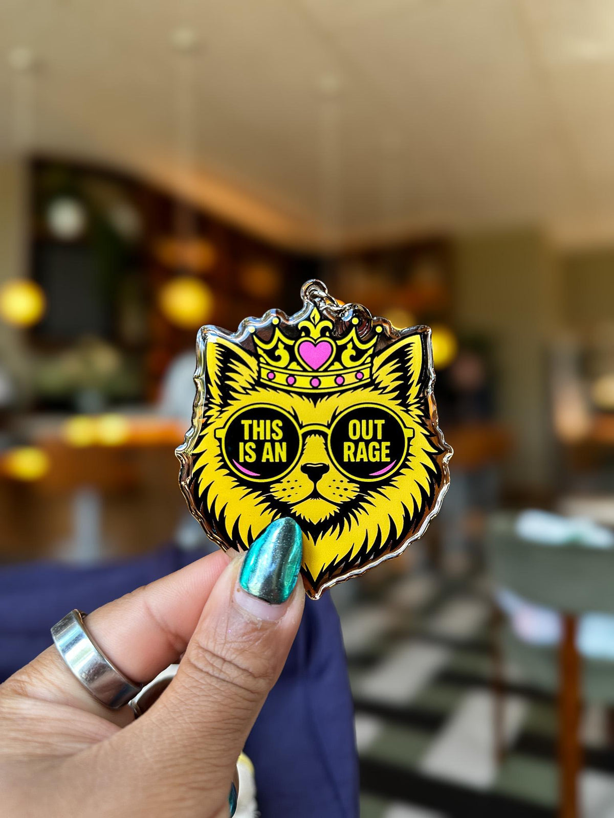 Outrage Cat Acrylic Bag Charm