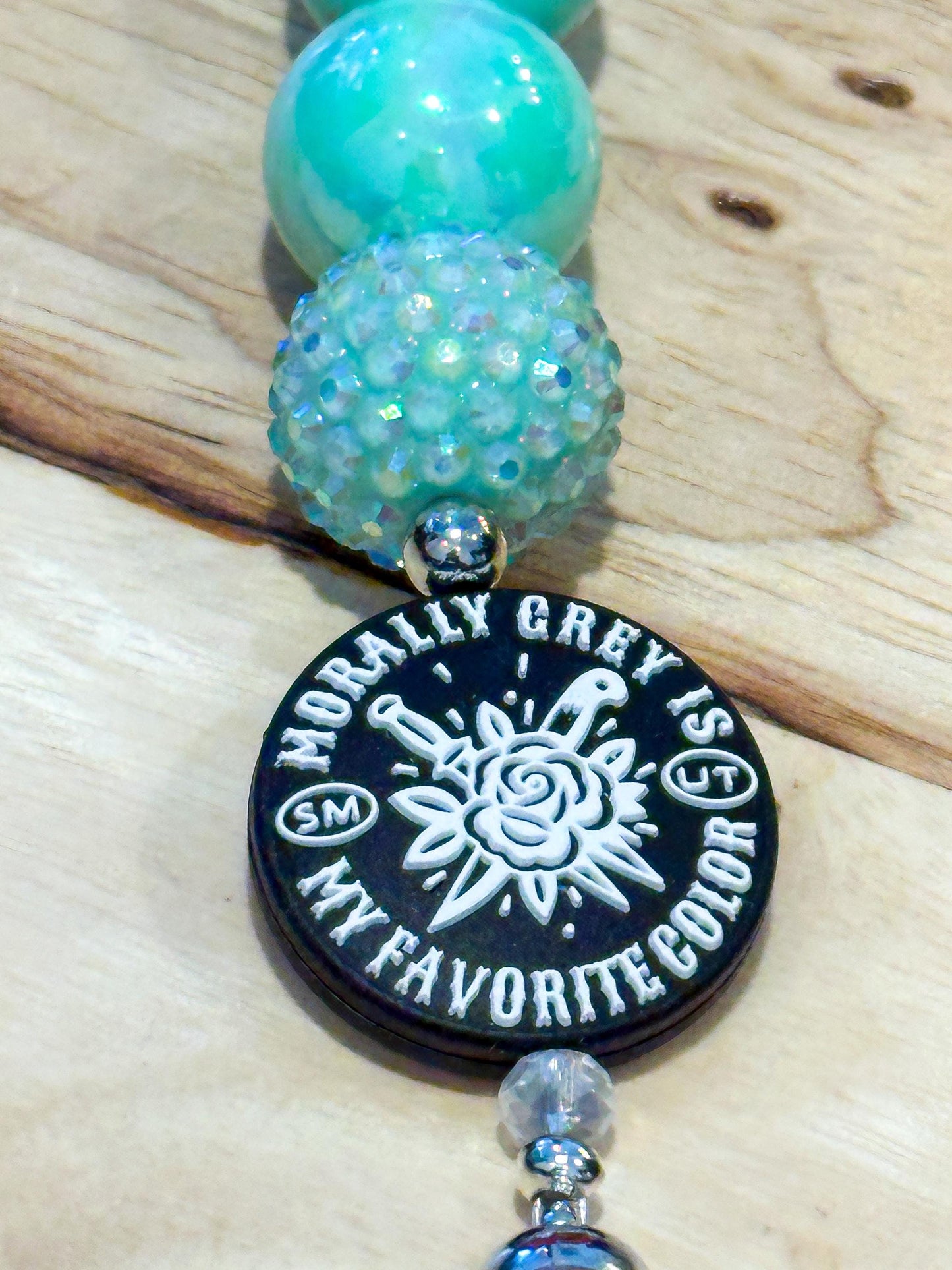 Morally Grey Silicone Beaded Keychain - Mint Green