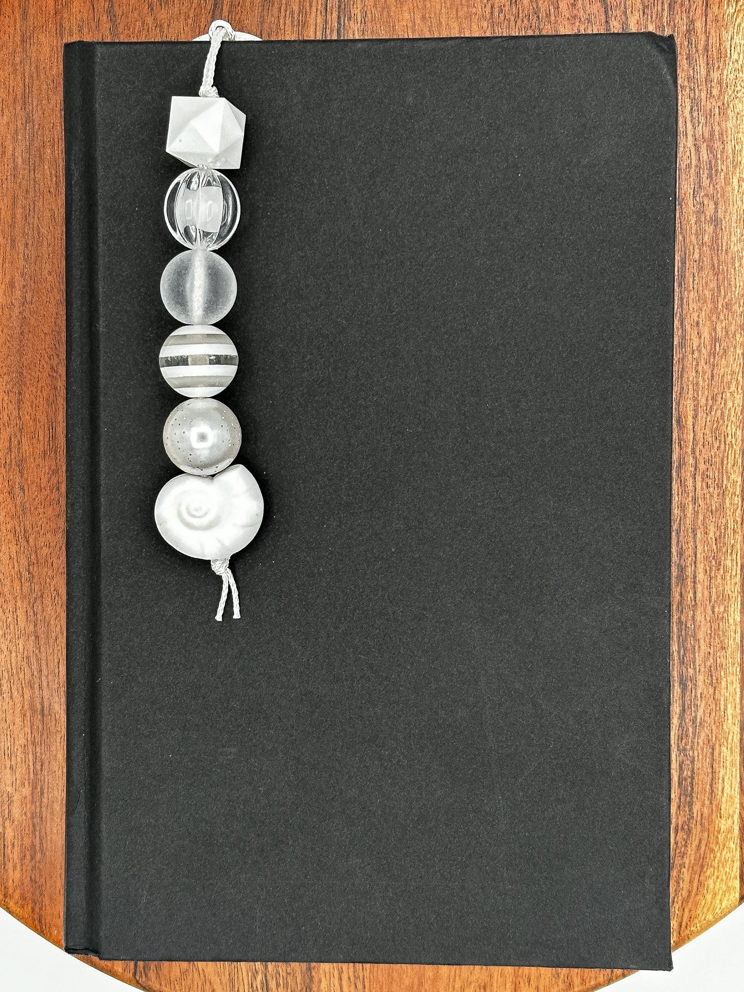 White "Monochrome Muse" Beaded Bookmark