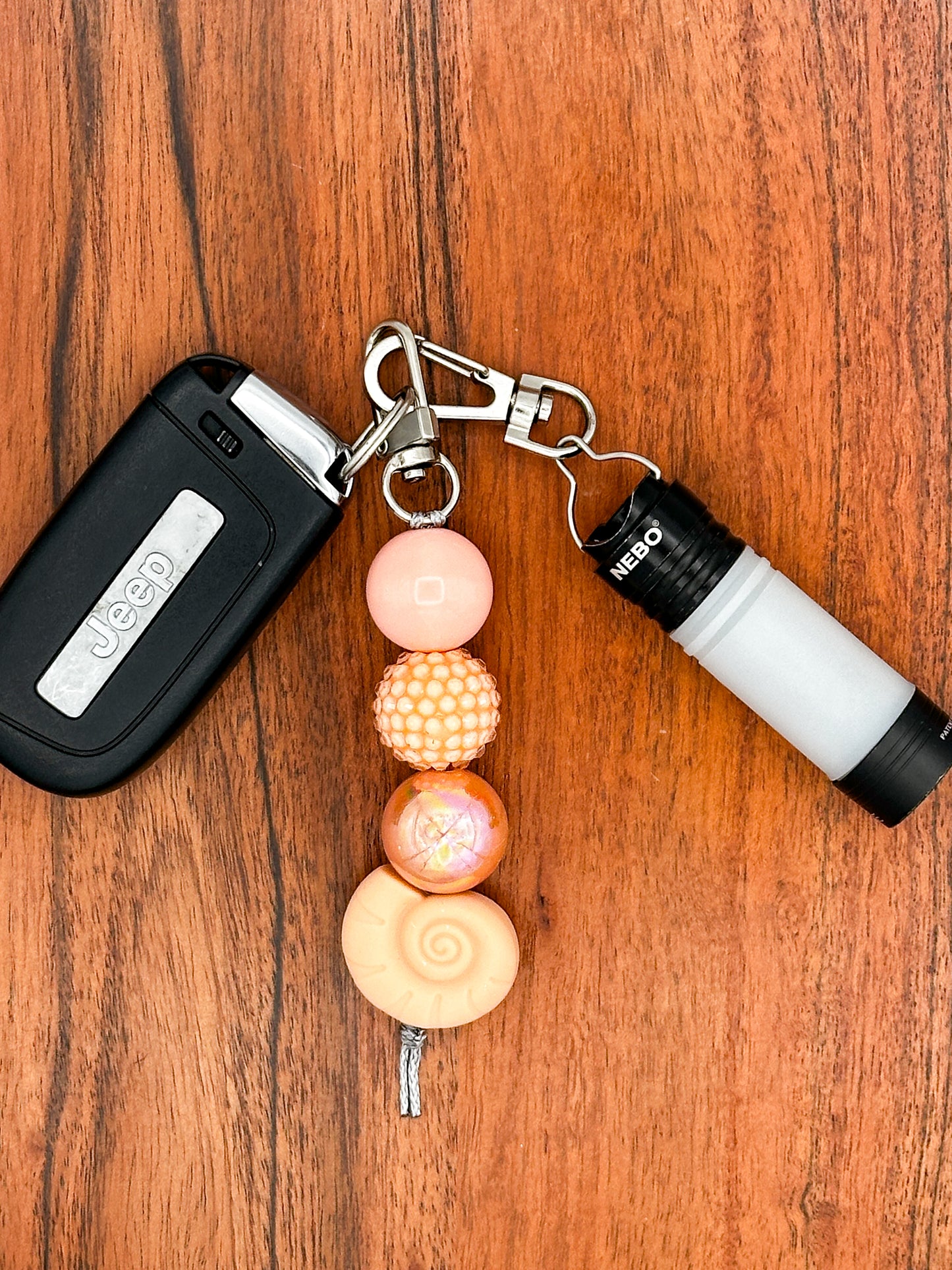 Peachy Seashell Keychain