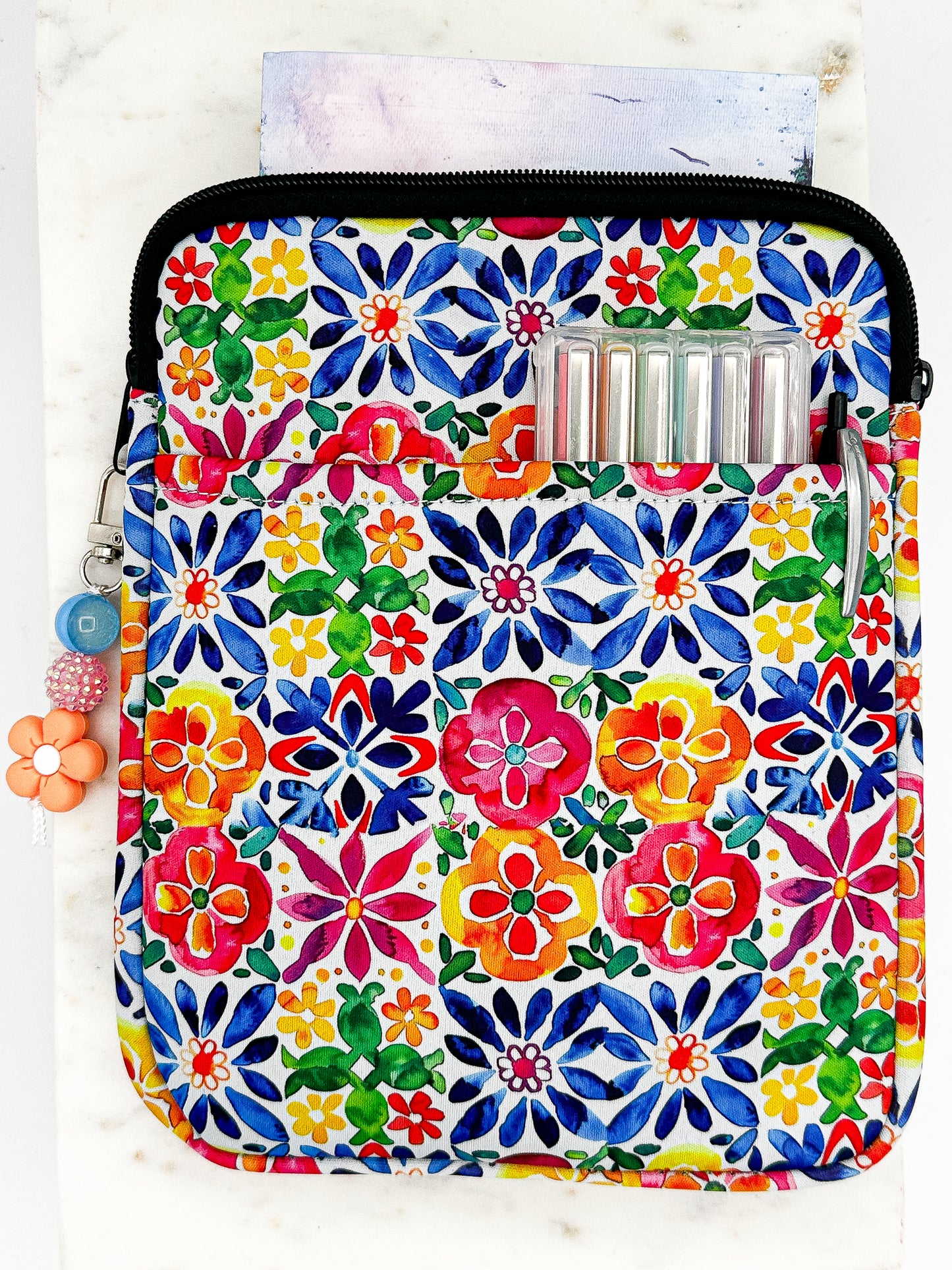 Colorful Floral Tile Book Sleeve – Flower Fields Forever
