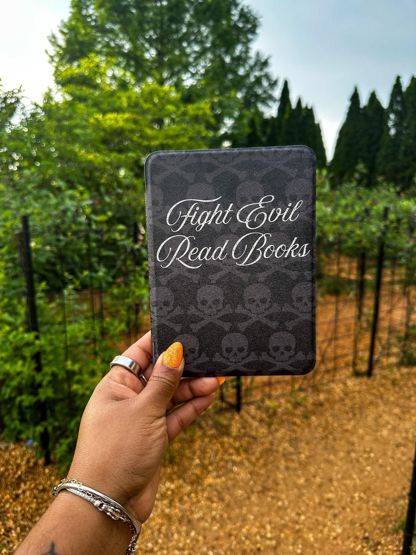 Fight Evil Read Books Kindle Case | 2024 Paperwhite & Colorsoft Case with Clear Back and Hand Strap