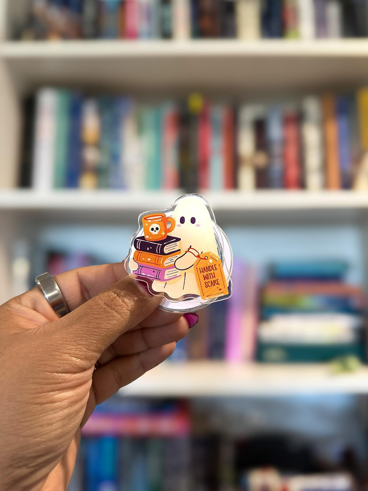 Handle With Scare MagSafe Grip | Spooky Ghost Bookish Phone Grip