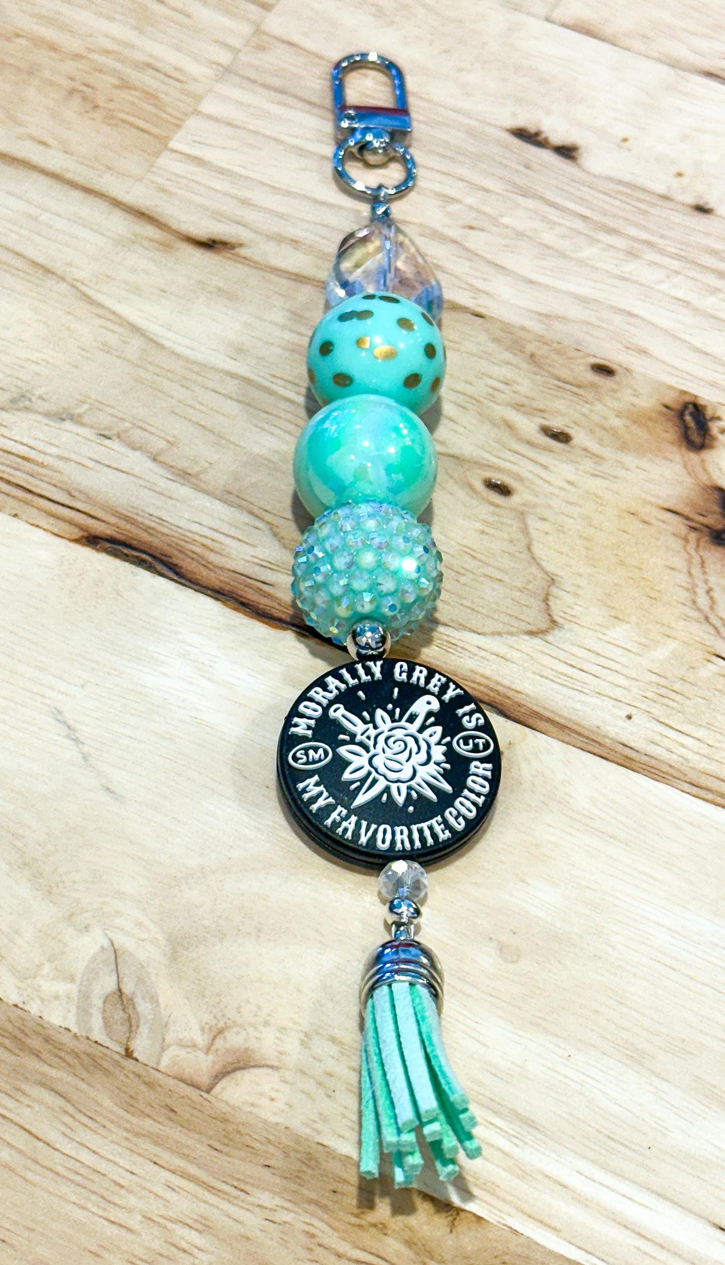 Morally Grey Silicone Beaded Keychain - Mint Green