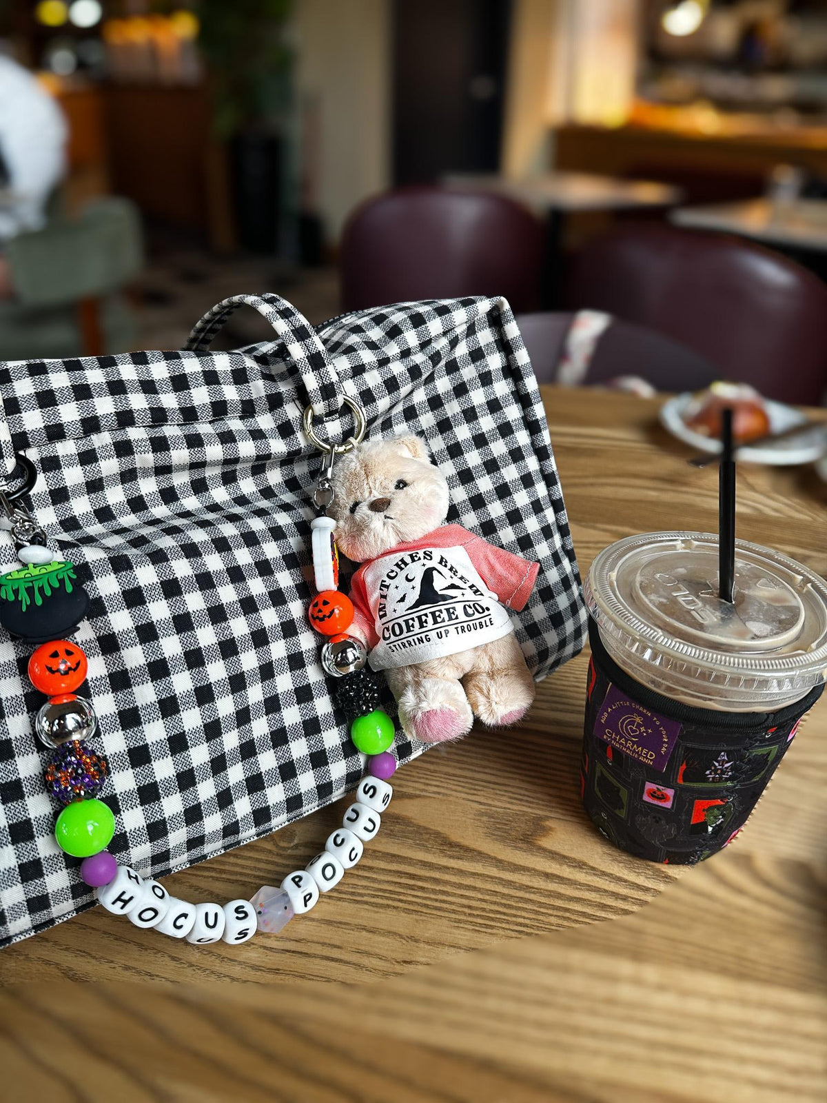 Witches Brew Coffee Co Halloween Teddy Bear Bag Charm