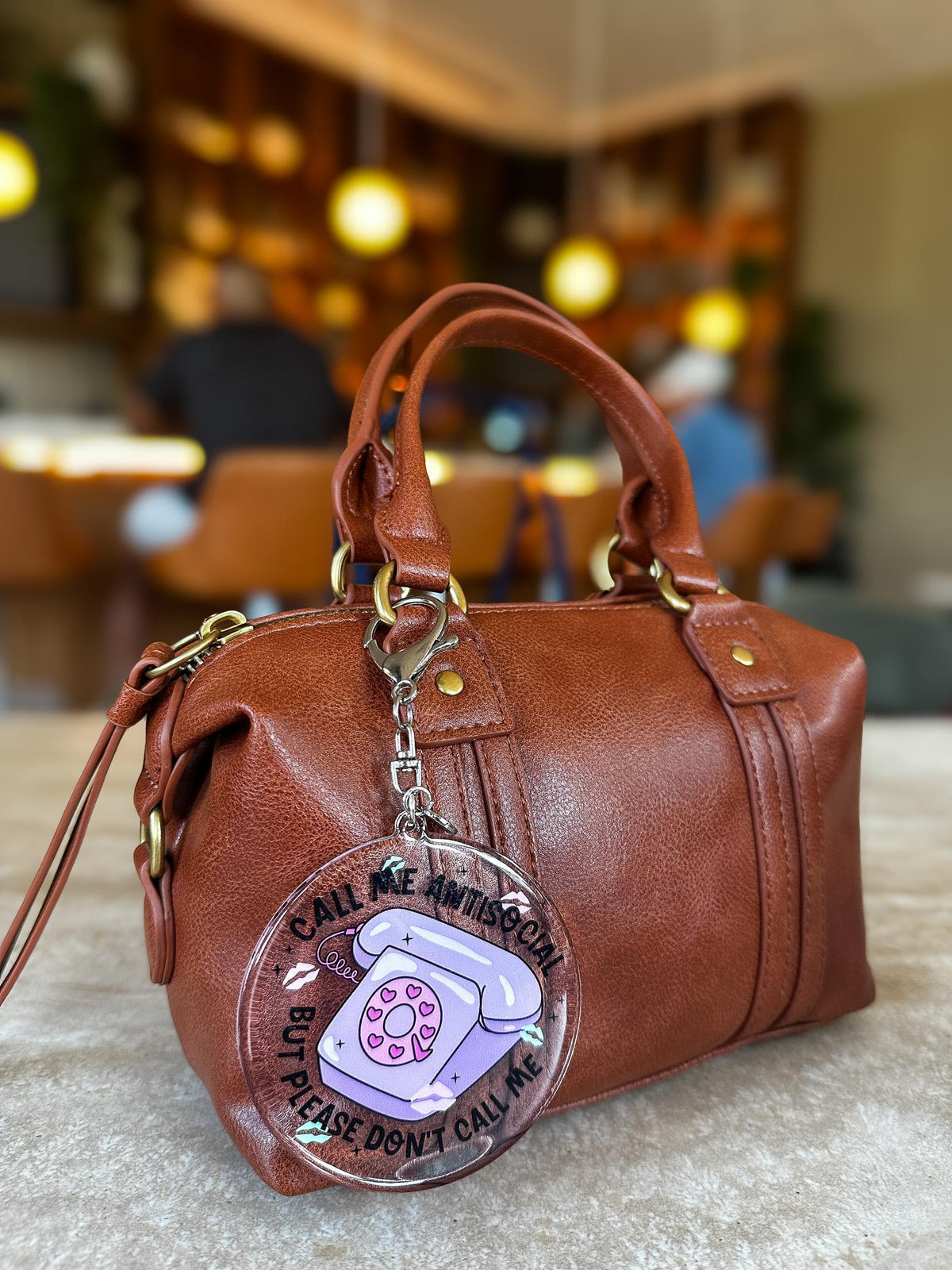 Call Me Antisocial Acrylic Bag Charm
