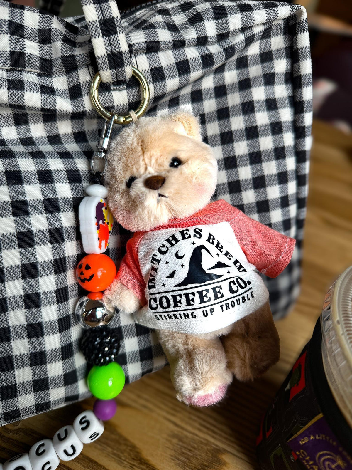 Witches Brew Coffee Co Halloween Teddy Bear Bag Charm