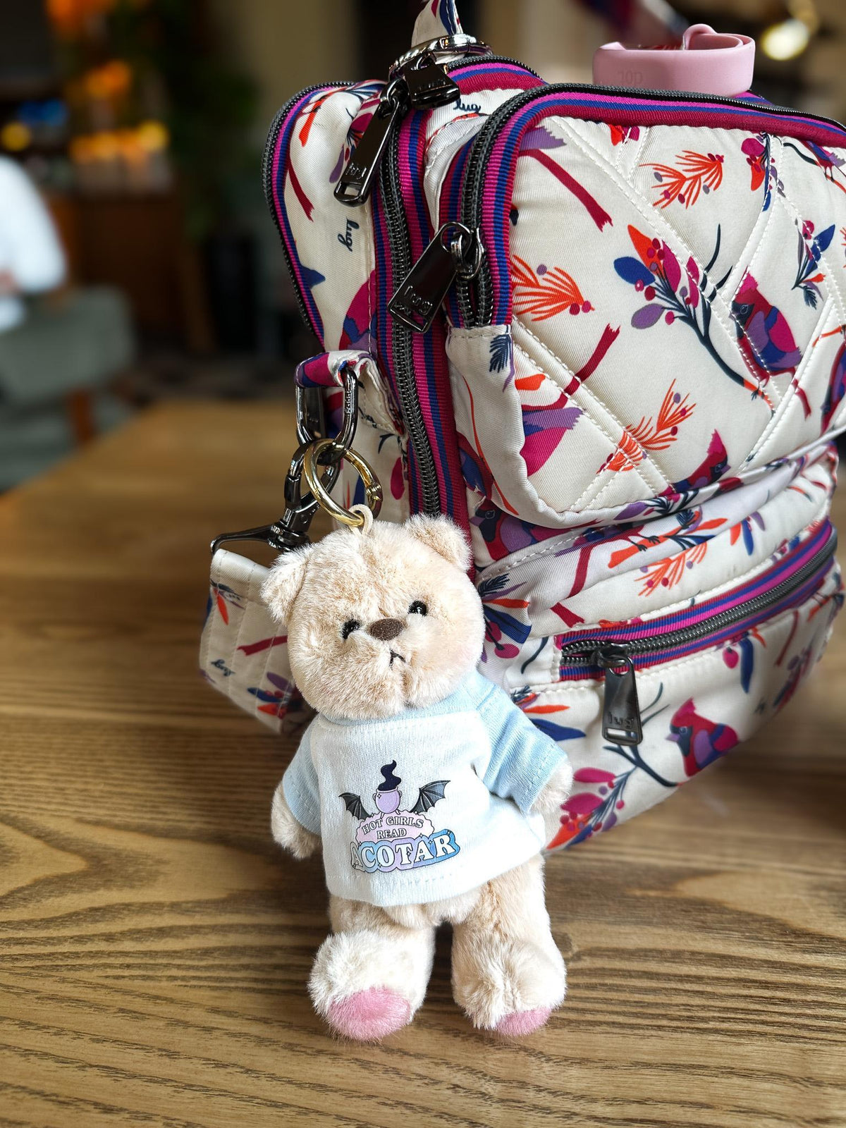 Hot Girls Read Romantasy Teddy Bear Bag Charm