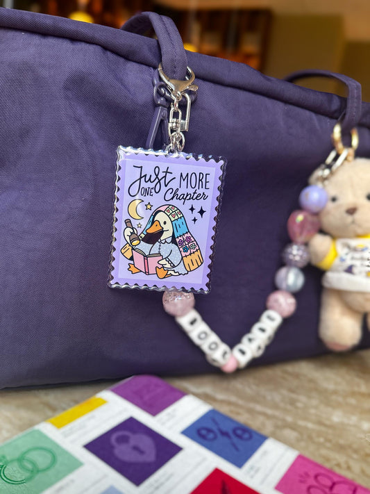 Just One More Chapter Cozy Goose Acrylic Bag Charm