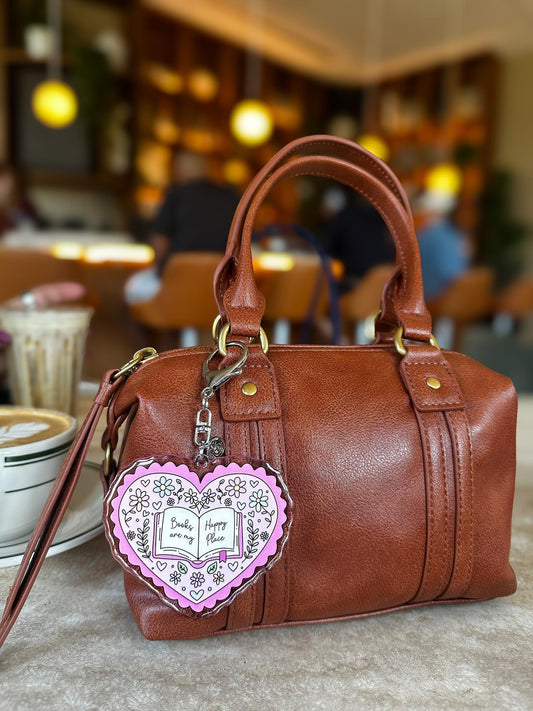 Books Are My Happy Place Acrylic Bag Charm