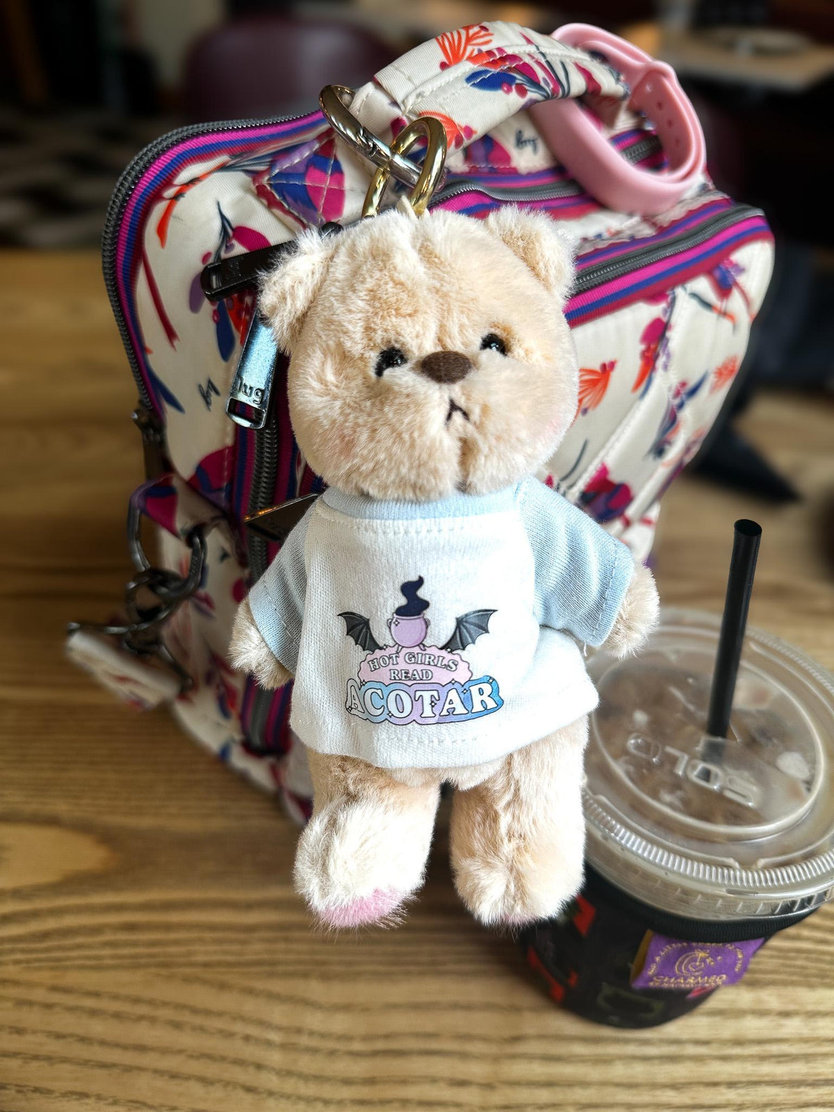 Hot Girls Read Romantasy Teddy Bear Bag Charm