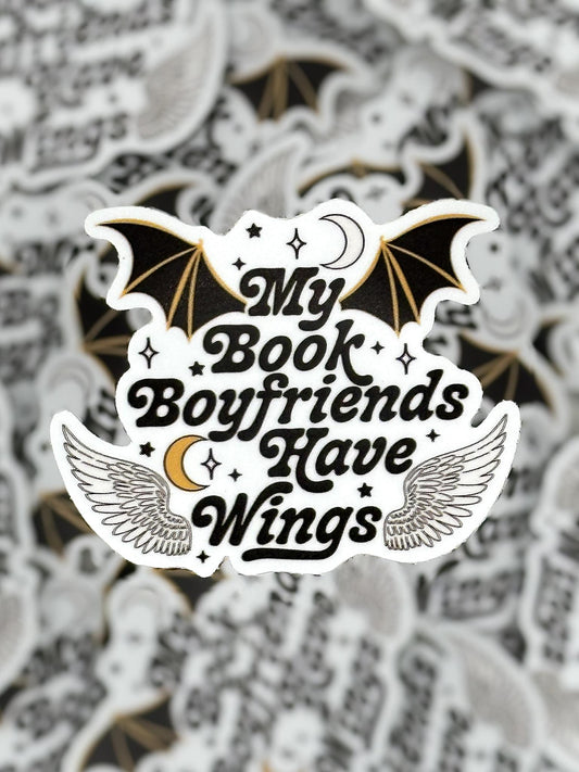 My Book Boyfriends Have Wings Waterproof Vinyl Sticker