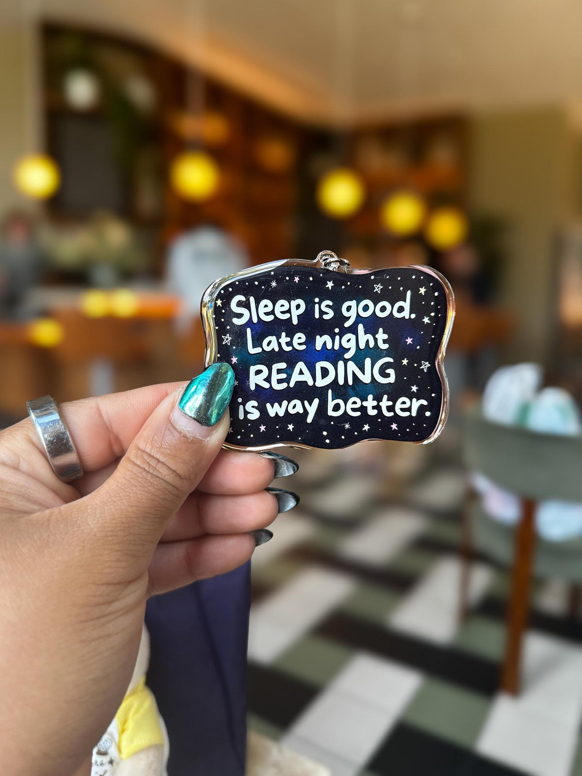 Sleep Is Good, Late Night Reading Is Better Acrylic Bag Charm