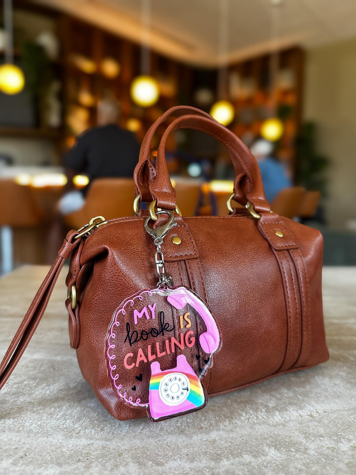 My Book Is Calling Acrylic Bag Charm