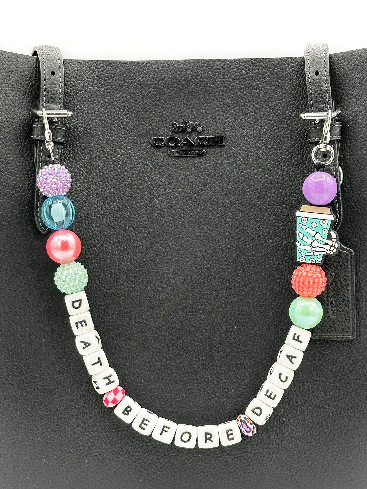 Death Before Decaf Purse Charm