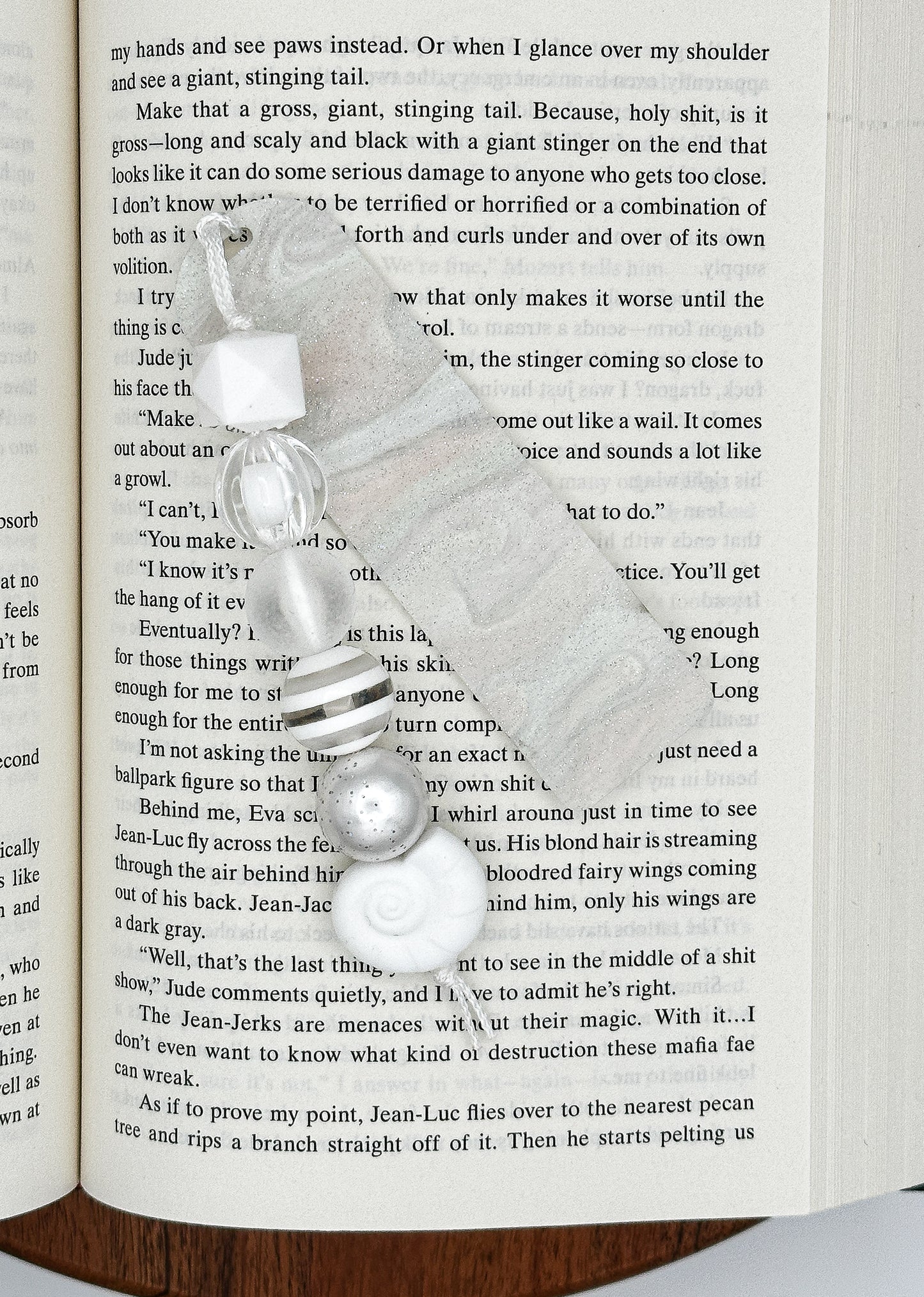 White "Monochrome Muse" Beaded Bookmark