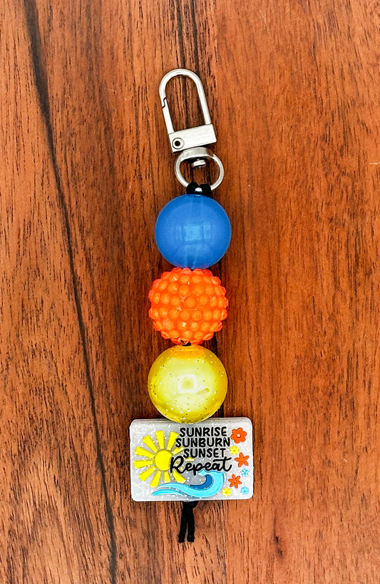 Sunrise Sunburn Sunset Repeat Keychain