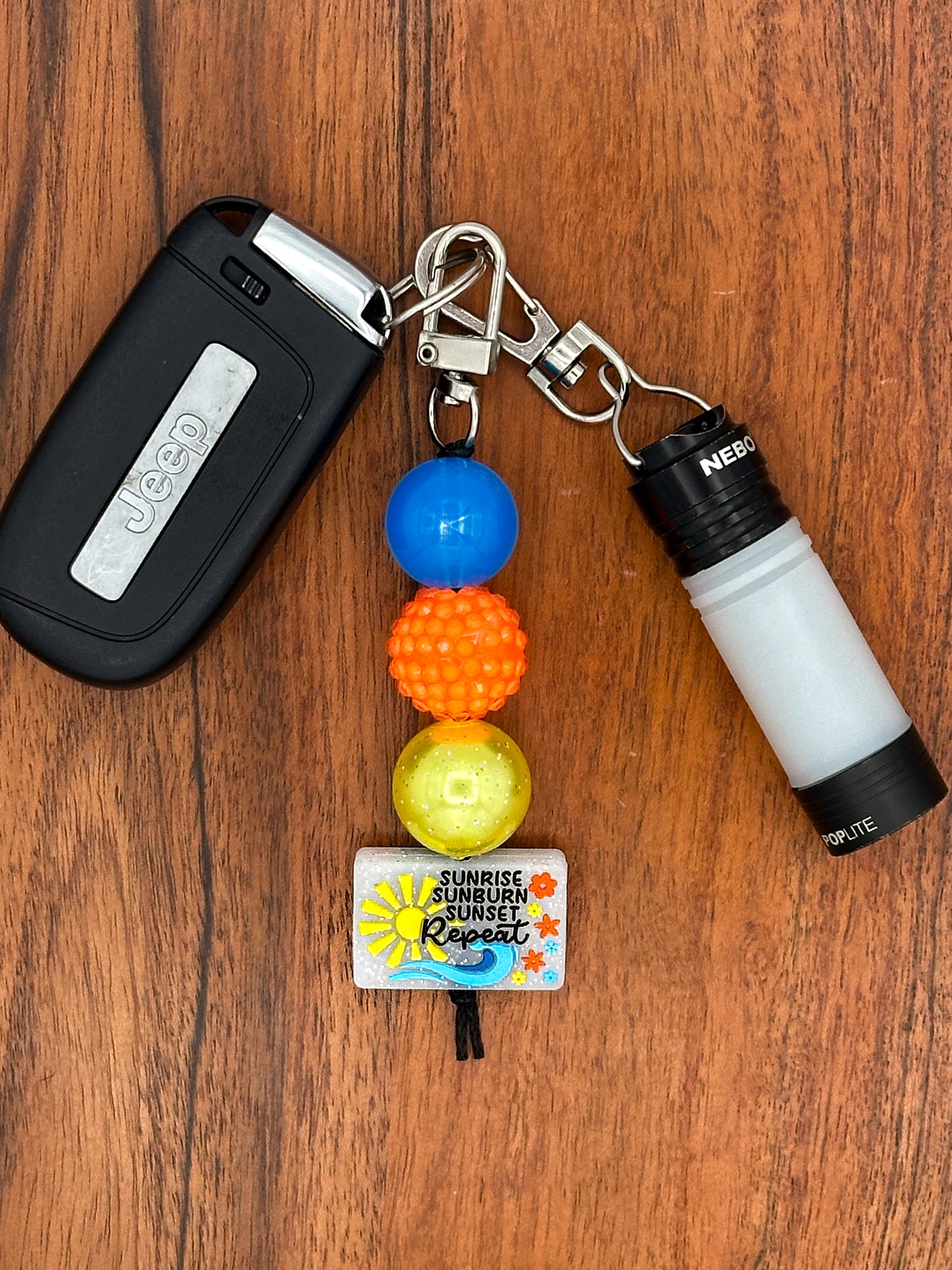 Sunrise Sunburn Sunset Repeat Keychain