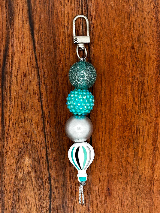 Drift Away in Teal Dreams Hot Air Balloon Keychain