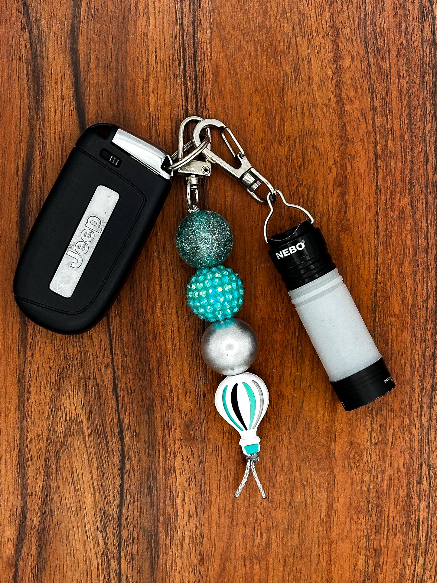 Drift Away in Teal Dreams Hot Air Balloon Keychain