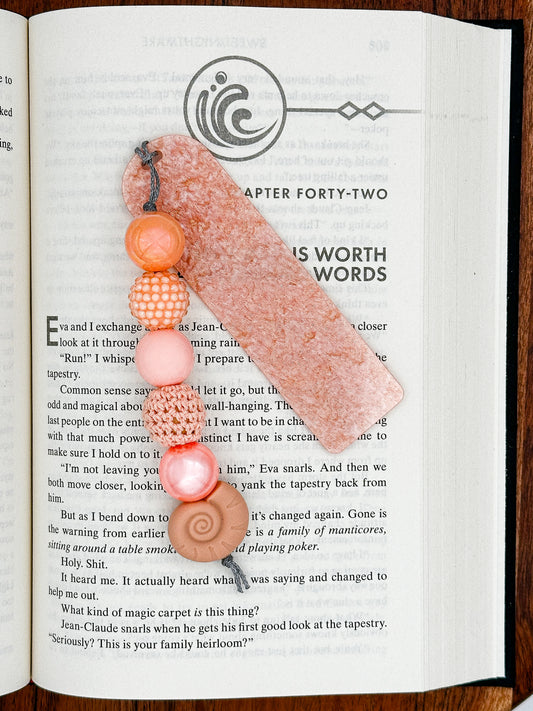 Peachy Keen Seashell Bookmark