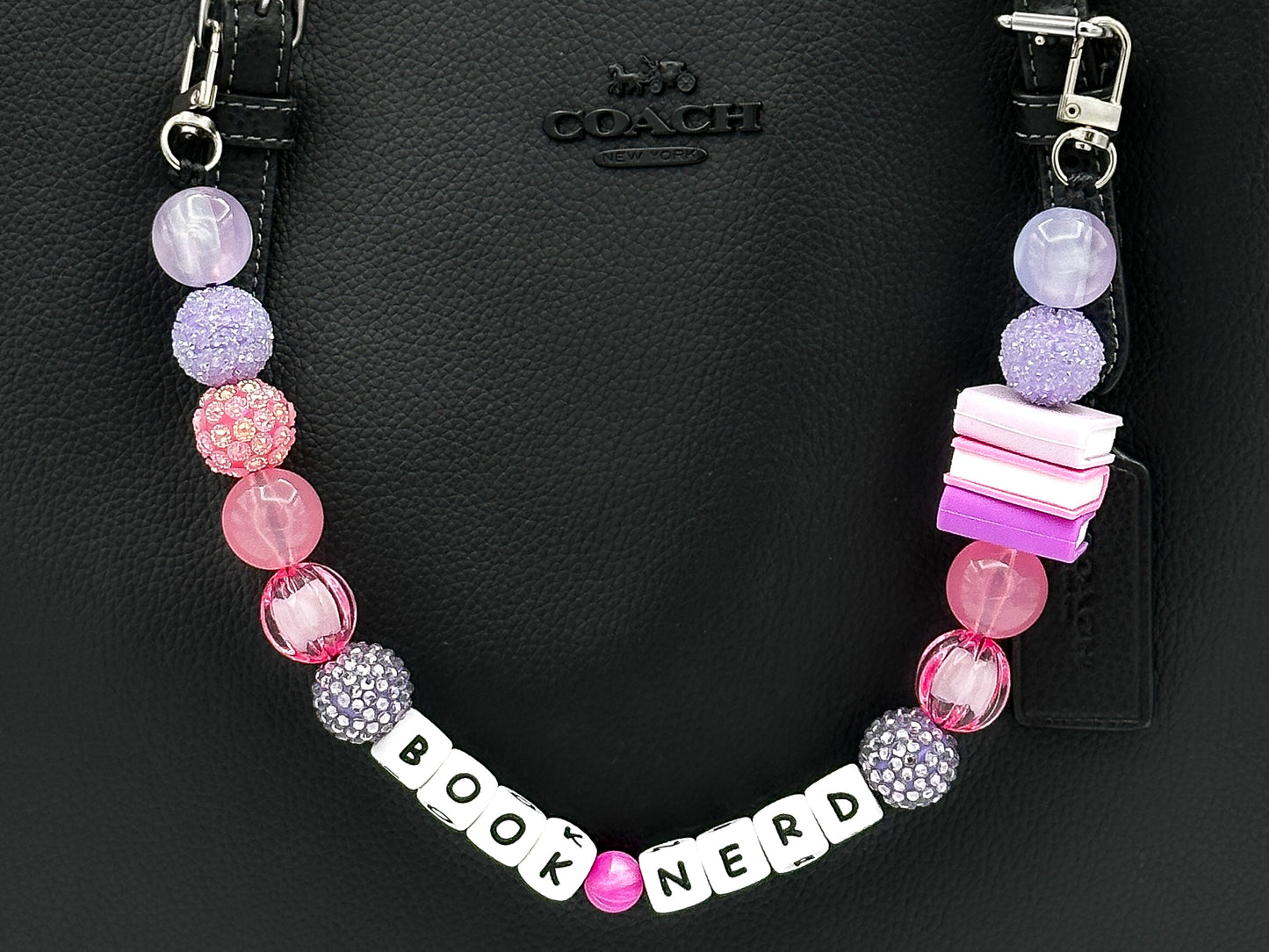 Book Nerd Purse Charm – Pink & Purple