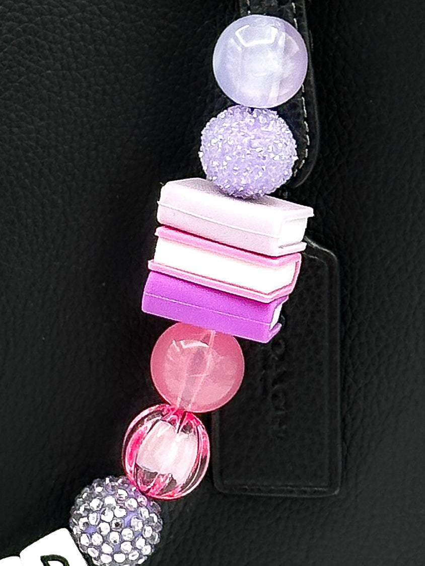 Book Nerd Purse Charm – Pink & Purple