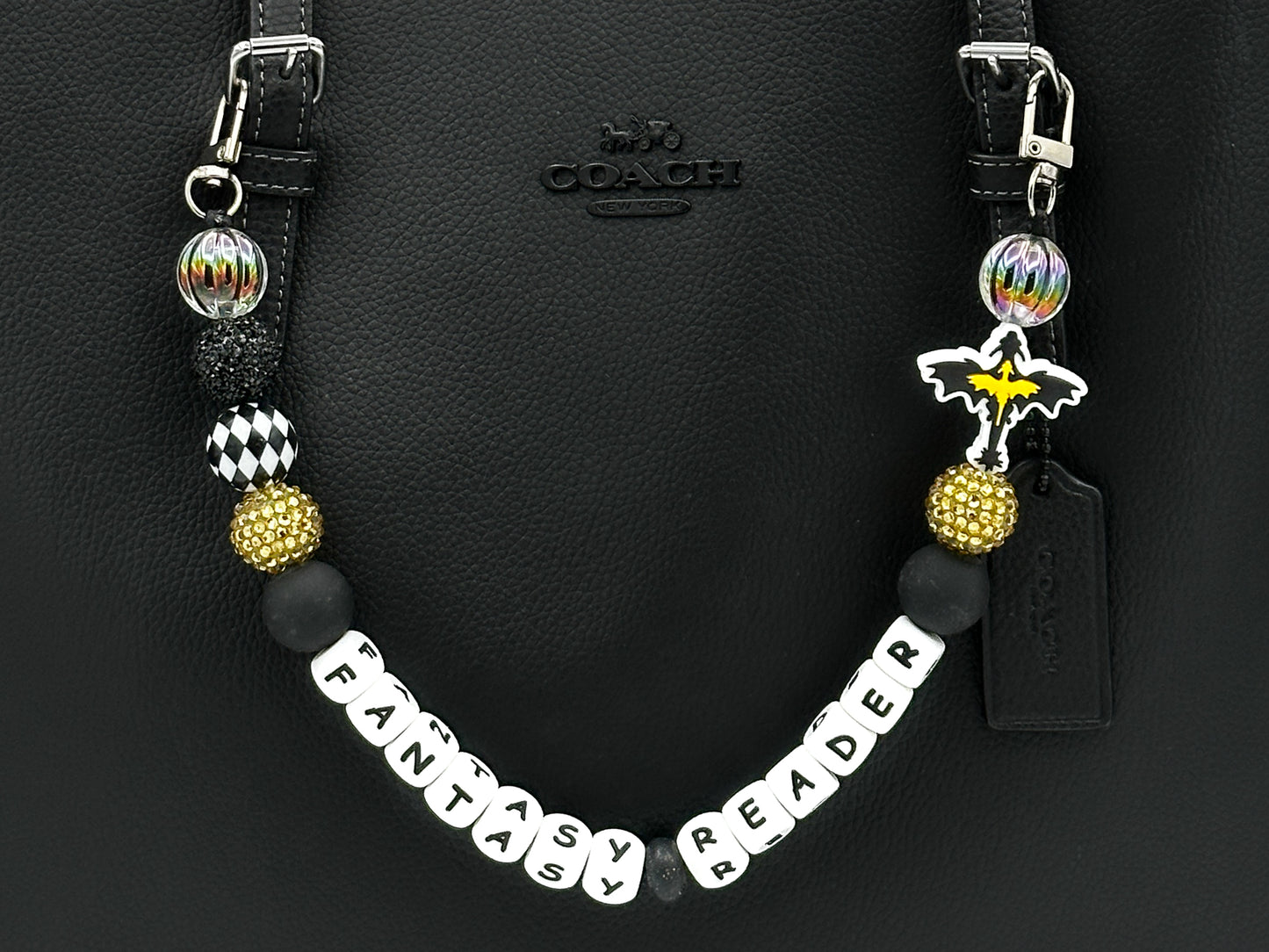 Fantasy Reader Purse Charm – Black & Gold