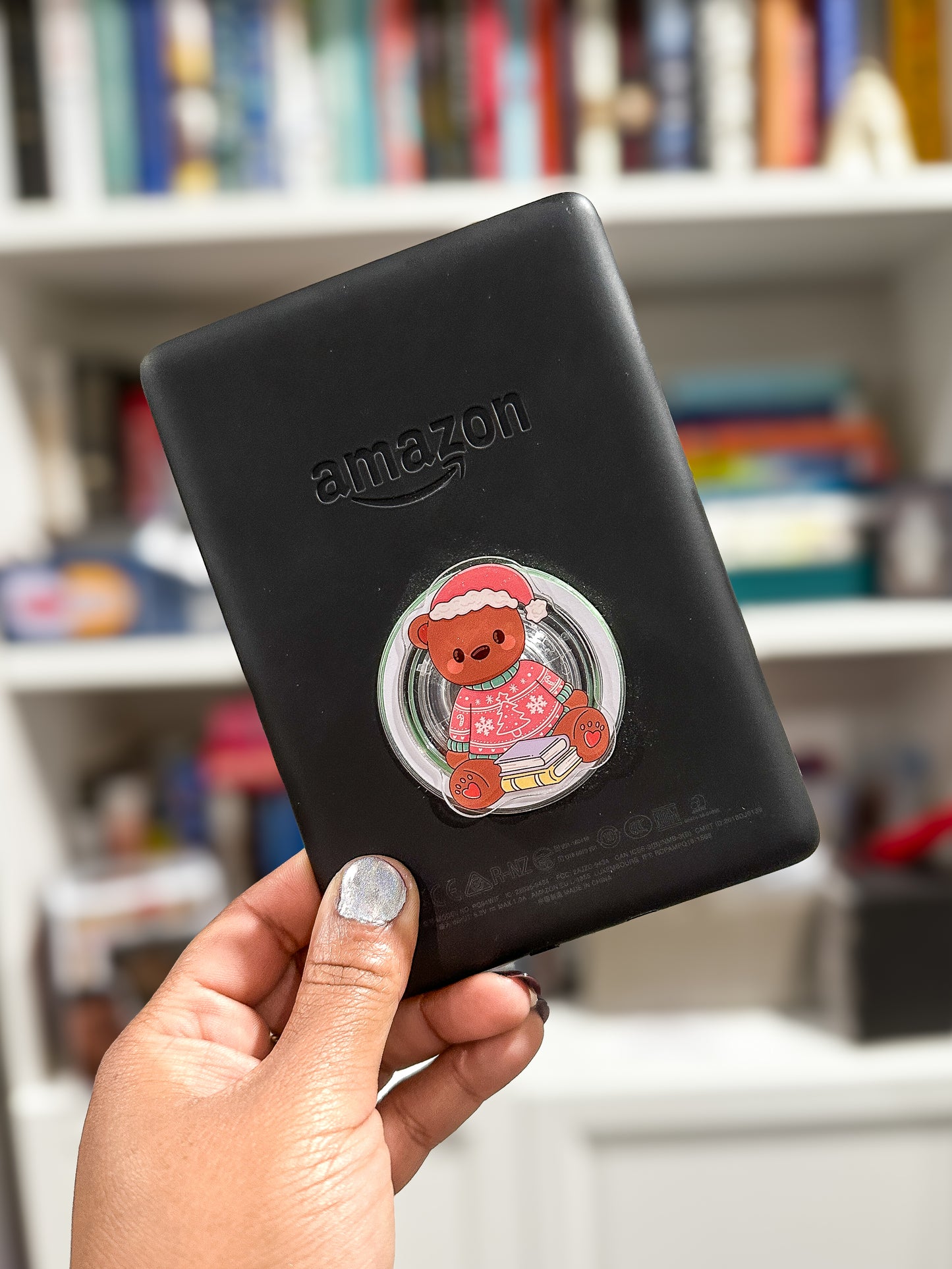 Cozy Christmas Book Bear MagSafe Phone Grip