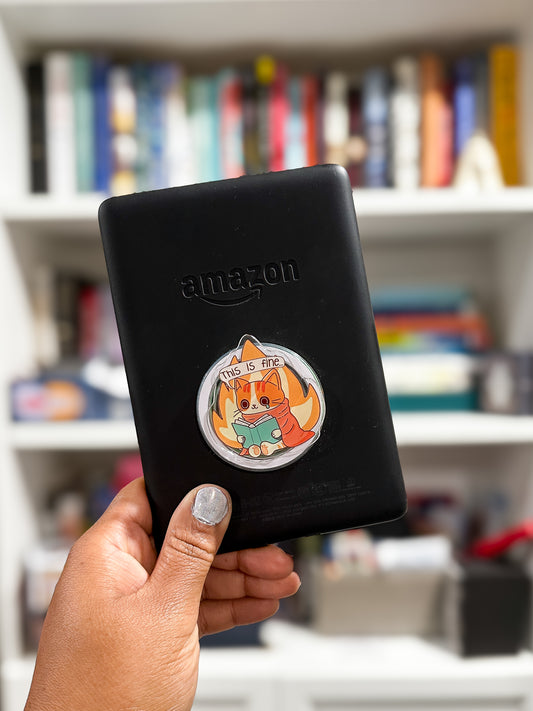 “This Is Fine” Reading Cat MagSafe Grip