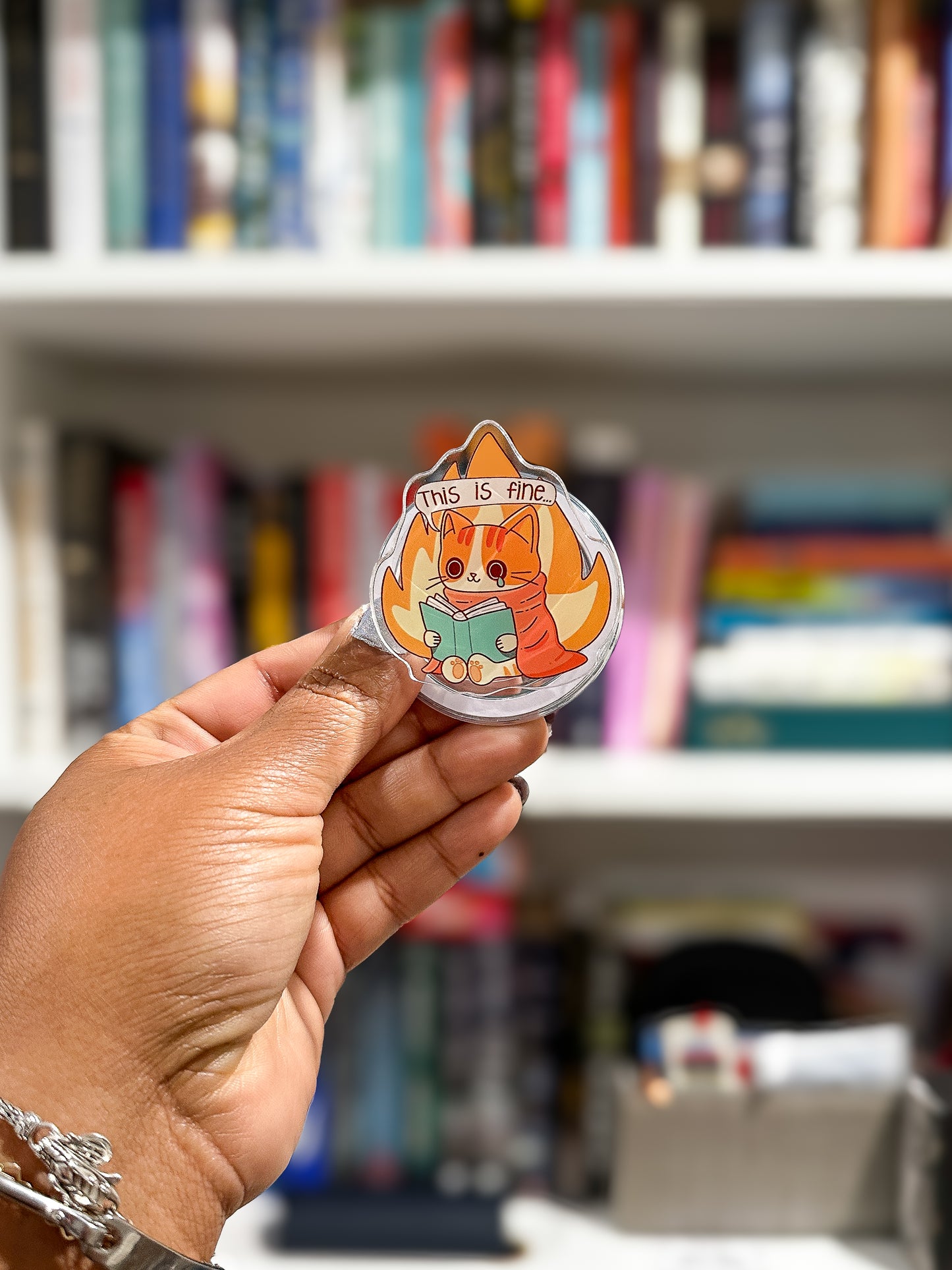 “This Is Fine” Reading Cat MagSafe Grip