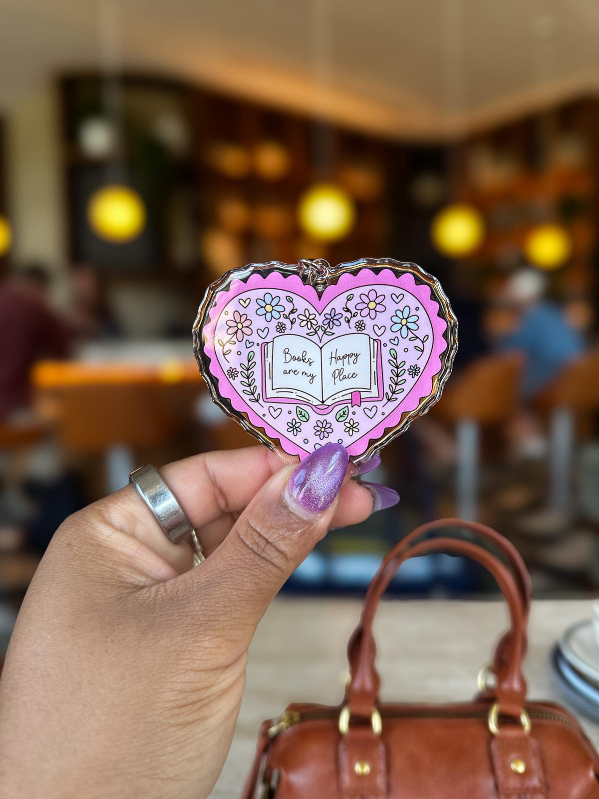 Books Are My Happy Place Acrylic Bag Charm