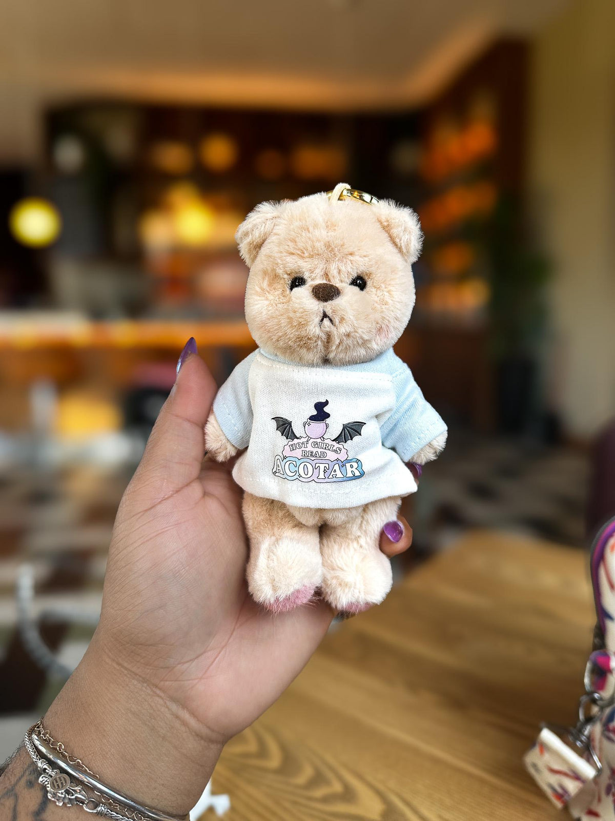 Hot Girls Read Romantasy Teddy Bear Bag Charm