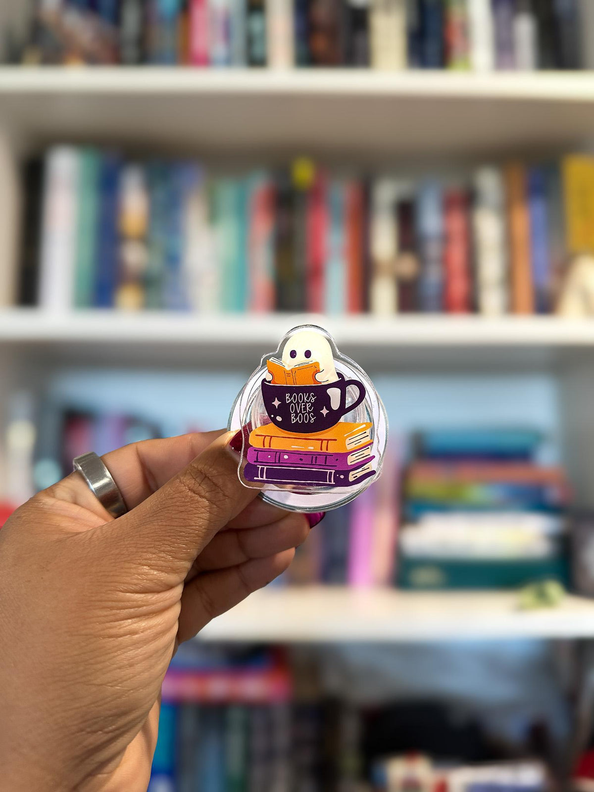 Books Over Boos MagSafe Grip | Spooky Ghost Bookish Phone Grip