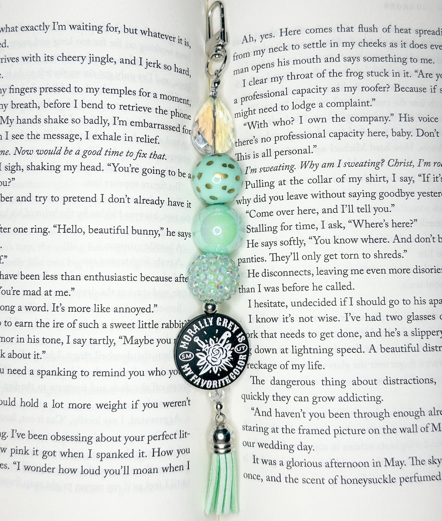 Morally Grey Silicone Beaded Keychain - Mint Green