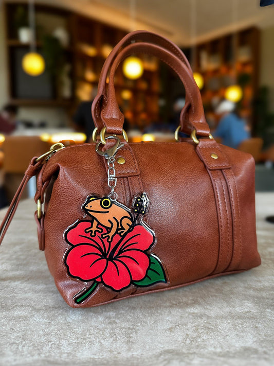 Coquí y Flor Puerto Rico Acrylic Bag Charm