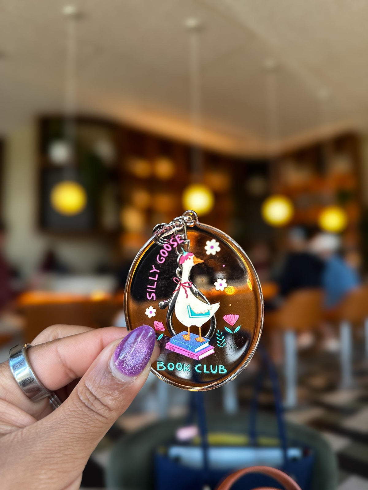 Silly Goose Book Club Acrylic Bag Charm
