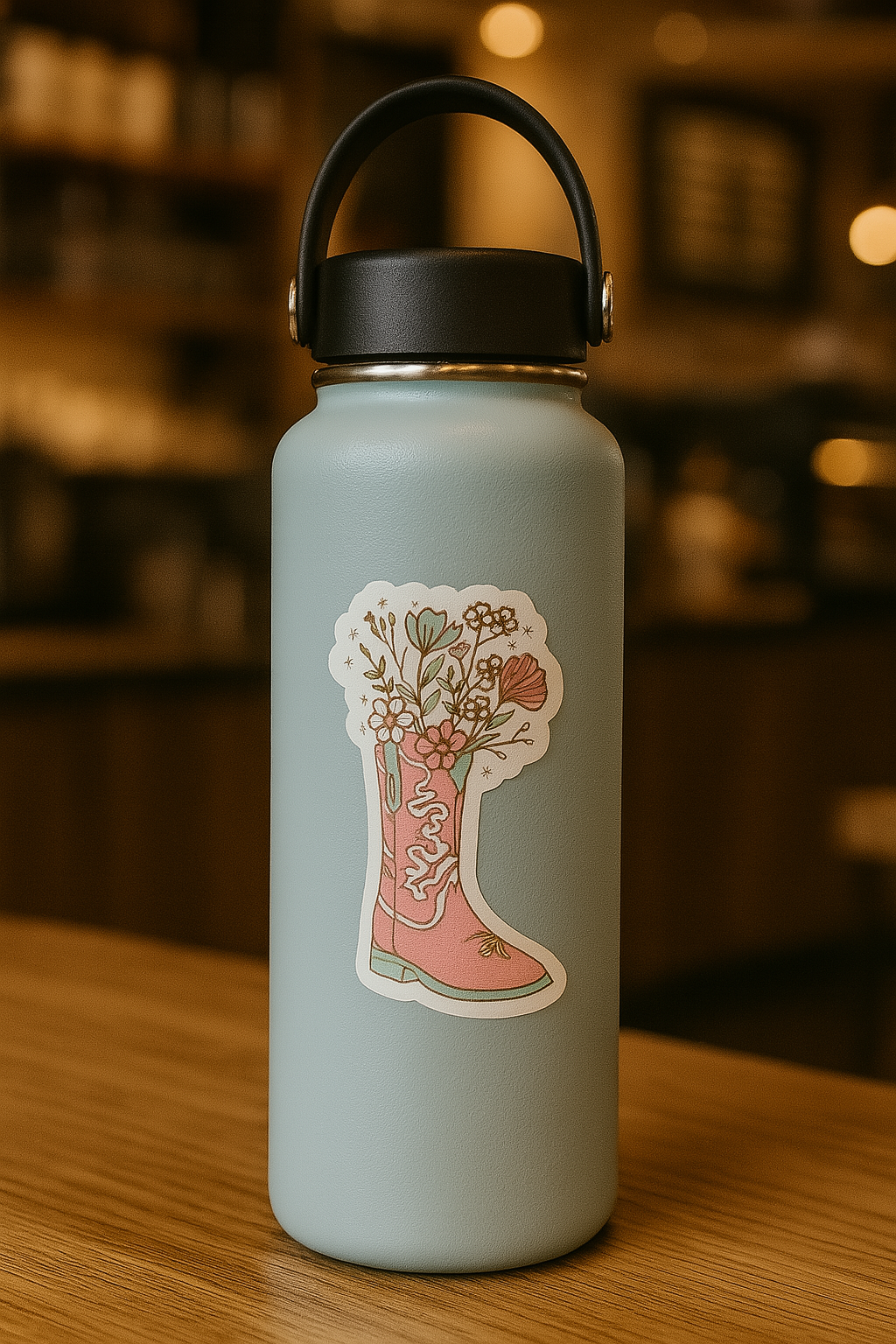 Floral Cowgirl Boot Sticker